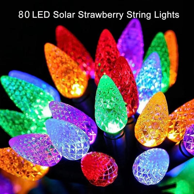 Solar Christmas Tree Lights (4 Set) – 80 Multicolor Strawberry