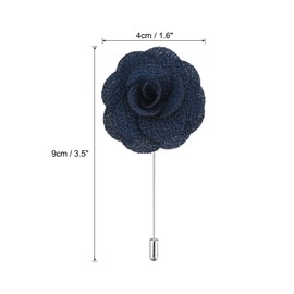 sourcing map 6 Pcs Groom Boutonnieres Rose Boutonnieres Pins 3.5"x1.6" for Men Wedding Ceremony Anniversary Formal Dinner Party Suit Decoration Navy Blue