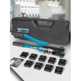 Portable Hydraulic Crimping Tool Range 8 AWG to 4/0 AWG for Cable lugs Quick Hydraulic Pliers with 9 Pairs Crimping Dies