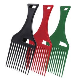 Healeved 3pcs Plastic Hair Pick Comb for Afro Curly Hair Ergonomic Detangling Picks with Extended Teeth Comfortable Grip Slip Design Durable Material for Styling