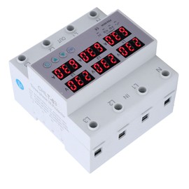 AC230-300V 3 Phase DIN Rails Voltmeter Ammeter Adjustable Surge and Low Voltage Current Protection 40A