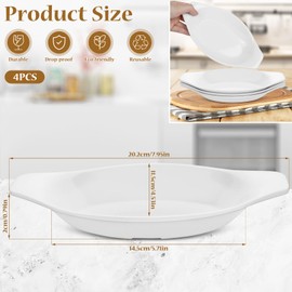 Hioph Mini Dessert Plates, Banana Boat Ice Cream Plates, Set of 4 Boat Plates, Oval Dessert Plates with Handles for Salads, Pasta, Steak