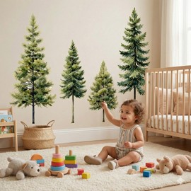 Pine Tree Wall Stickers for Nursery: Peel and Stick Christmas Nature Wall Decals for Parents Kids - Baby Room Kids Bedroom Decor