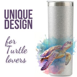 Onebttl Sea Turtle Gifts for Sea Turtle Lovers, Women, Girls, Gifts for Daughter, Wife, Ocean Lovers on Christmas, Birthday, Glitter Insulated 20oz Stainless Steel Tumbler