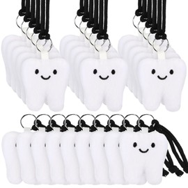Motionchic 24 Set Dental Assistant Gift Funny Tooth Plush Keychains Dental Toy Dentist Appreciation Gifts for Graduation Hygienist Nurse Coworker Staff