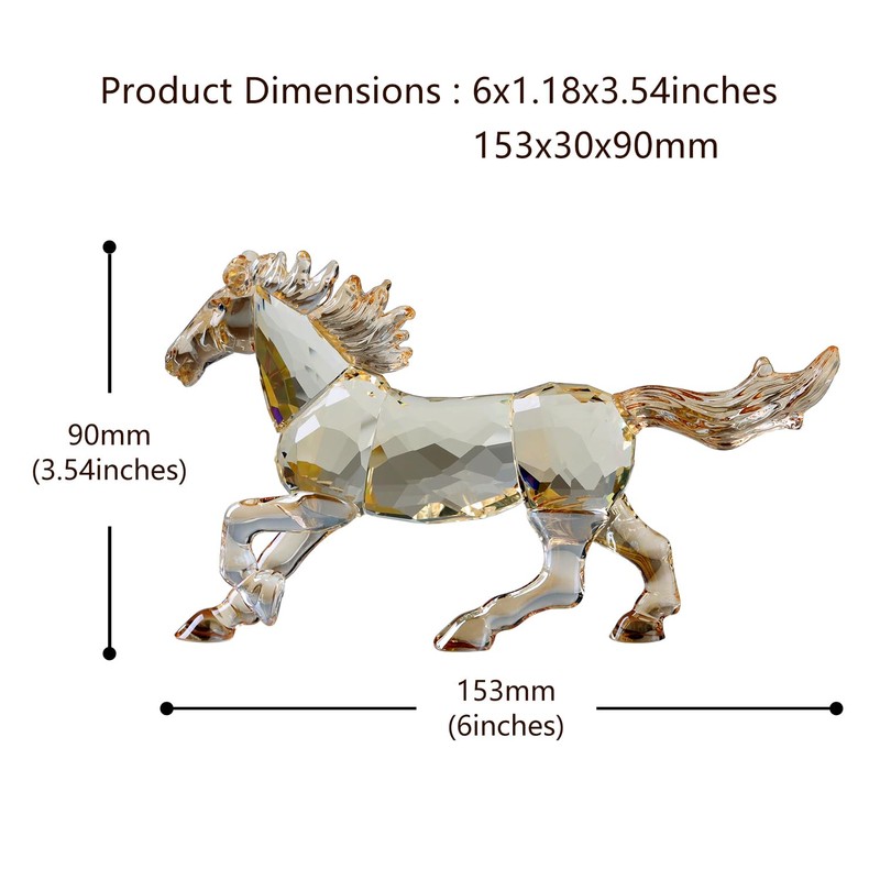 Crystal Horse Realistic Animal Art Figure Collection Table Decoration Statue