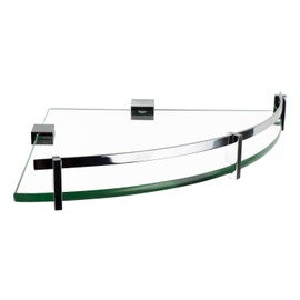 Mount-It! Glass Corner Shelf for Shower and Bathroom, Wall Mounted with Chrome Rail & 8mm Tempered Glass, 9.75 Inch