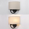 Industrial 2-Lights Wall Sconce Fixtures with Linen Fabric Shade, Double