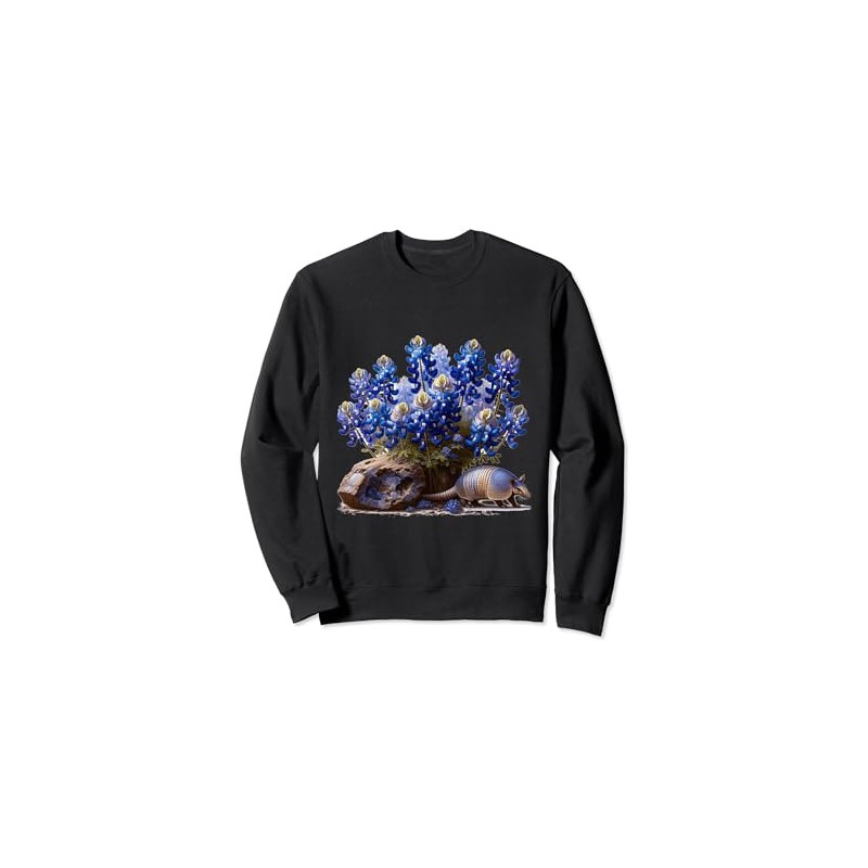 Texas Blue Bonnet, versteinertes Holz und neun gebändertes Gürteltier Sweatshirt