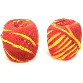 Mauli Red & Yellow (Set of 2) Handmade Mauli, Kalawa, Sacred Moli, Religious Cotton Thread, Pooja Dhaaga, Wrist Roll, for Pujan, Havan, Worship Wrist Thread Band Cotton Mauli Kalawa Thread