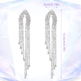 Tassel Earrings Gold Glitter Rhinestone Large Earrings Long Boho Tassel Earrings Hanging Glitter Prom Party Wedding Jewellery Glitter Chandelier Tassel Earrings Fancy Dress Wedding Women, Rhinestone