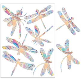 WADY Anti-Collision Window Stickers for Birds, 4 Sheets Window Decals for Bird Strikes Prevention Stickers Rainbow Alert Decals Clings to Prevent Bird Strikes Prism for Suncatcher Sticker(Dragonfly)