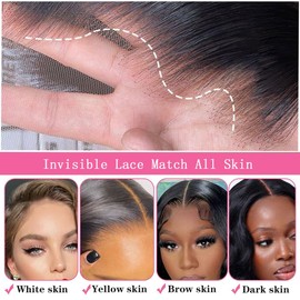Mnador 6x6 SKINLIKE Real HD Lace Closure - Swiss Lace Invisible Hairline, 0.095mm Ultra-thin hd lace Closure with Tiny knots，Pre-Plucked Baby Hair, Natural Black