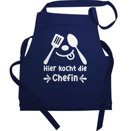 Shirtracer - Apron Gift - Cooking Apron - Ladies 1 - Hier kocht die Chefin, 4 Navy Blue