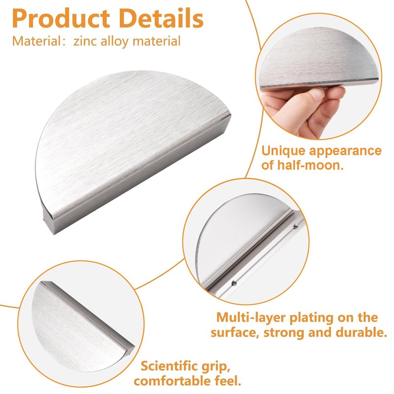 MOROBOR Half Moon Drawer Handles, 4PCS Brushed Nickel Semi Circle