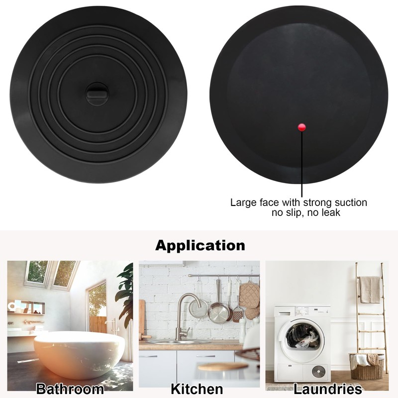 V-TOP Bathtub Drain Stopper 2 Pack, 5 inches Silicone Tub