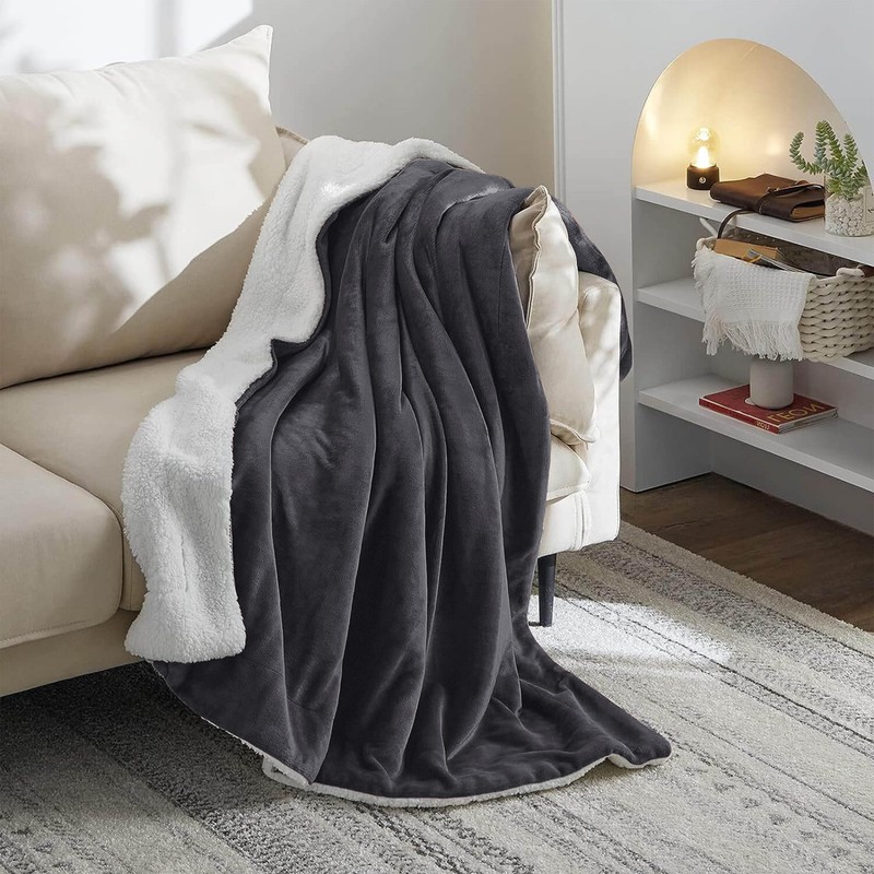Oxford Homeware Sherpa Fleece Blanket Reversible Throw Blankets Soft Fluffy
