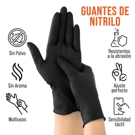 Guante Nitrilo Negro Desechable Gaero Shop - Caja con 100 Piezas Talla Mediana Sin Látex - 5 Mil Espesor - Guante Nitrilo Resistente para Cocina, Limpieza, Pintura, Jardinería, Reparación y Estilistas