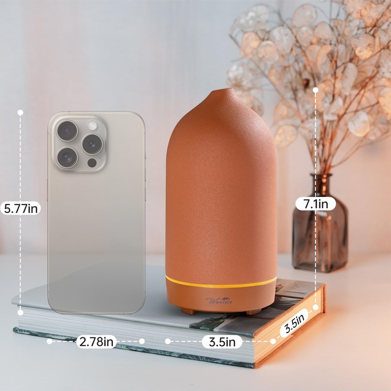 Wanlola Essential Oil Diffuser,120ml Aromatherapy Ceramic Diffusers with Auto Shut