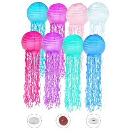 Jelly Fish Paper Lanterns Hanging Jellyfish Lanterns 8 Pcs, Jellyfish Decor, Jelly Fish Paper Lanterns Sea Mermaid Birthday Party Decorations Baby Shower Baby Room Ocean Party