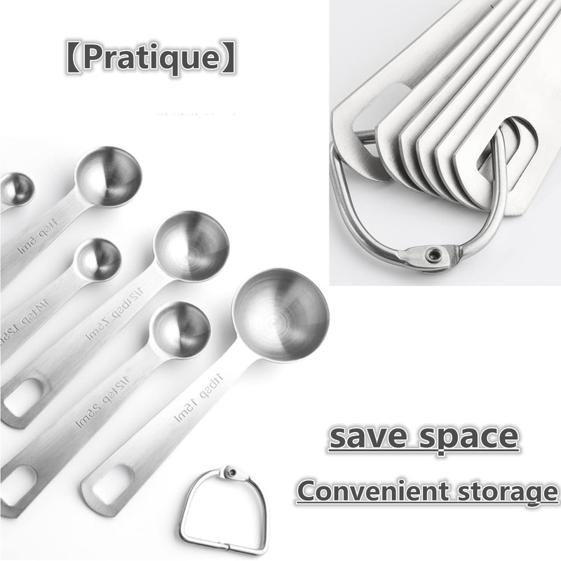 Meiyijia Stainless Steel Measuring Spoons, Stackable Soup Spoons for Measuring