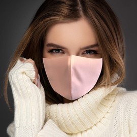 JELLAVERB 100% Natural Mulberry Silk Face Mask for Women and Men with Filter Pocket and Adjustable Earband Pink Color Reusable And Washable