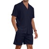 AIYINO Mens Pajama Set Short Sleeve Shirts 2 Piece Nightwear