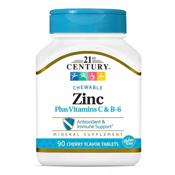 21st Century Zinc Premium + Vitamina C Y B6 90 Tabletas Cereza Z17