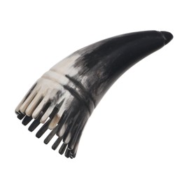 Pokinge Ox Horn Comb, Hair Scalp Massager Comb Natural Horn Comb Head Meridian Massage Brush Wide Tooth Cow Horn Comb for Head Caring Relaxation