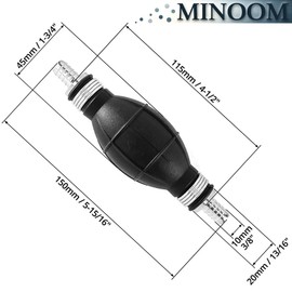 MINOOM Fuel Pump Hand Primer Bulb Fuels Rubber & Aluminum Hand Suitable for Car/Boat/Marine/Motorcycle Hand Primer Pump (10mm (3/8") )