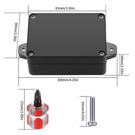 4 Pcs IP65 Waterproof Electronics Project Boxes, Electrical Project Boxes Enclosure Case, Outdoor Cable Connection Junction Box with Fixed Ear, Junction Project Box, with Screwdriver - Black