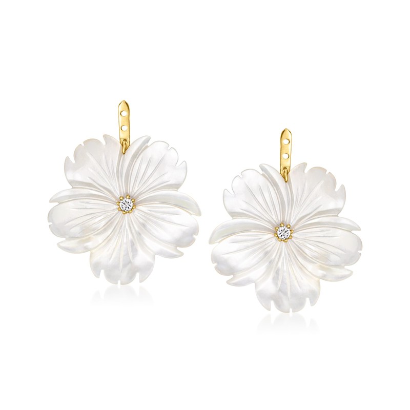 Ross-Simons Mother-Of-Pearl and .20 ct. t.w. White Topaz Flower Removable