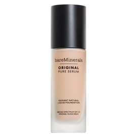 bareMinerals Original Pure Serum Radiant Natural Liquid Skincare Foundation Mineral SPF 20, Hydrating Skin Tint, Dewy Finish, Lightweight, Medium Coverage, Non-Comedogenic, Vegan