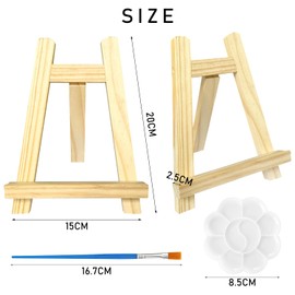 1 Mini Oil Painting Stand, 2 Oil Painting Brushes, 1 Palette, Mini Easel, Wooden Folding Stand, Children's Easel, Children's Painting Brushes, Art Palette