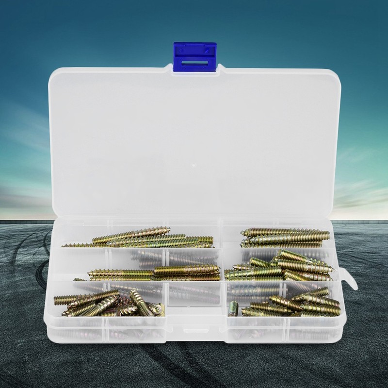 90pcs M6 Dowel Screw Woodworking Furniture Connector Double Ended Screw