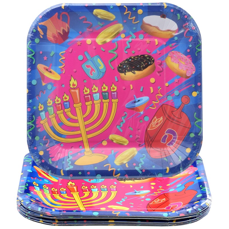 Izzy 'n' Dizzy Hanukkah Plates - Chanukah Paper Goods -