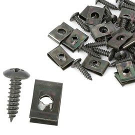 Hihaha 20 Sets 4.2x16mm U Clip Screw Assortment Car Clips Fasteners with Screws for Bumper Dash Door Panel Interior Army Green Durable Material