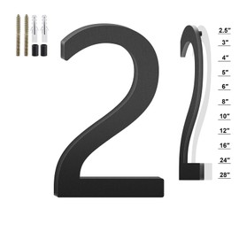 4 Inch Floating House Numbers and Metal Letters for Outdoor Signs, House Numbers for Outside, Aluminum Address Letters and Numbers for Door, Mailbox, Garden, Perfect for Home or Office (Number 2)
