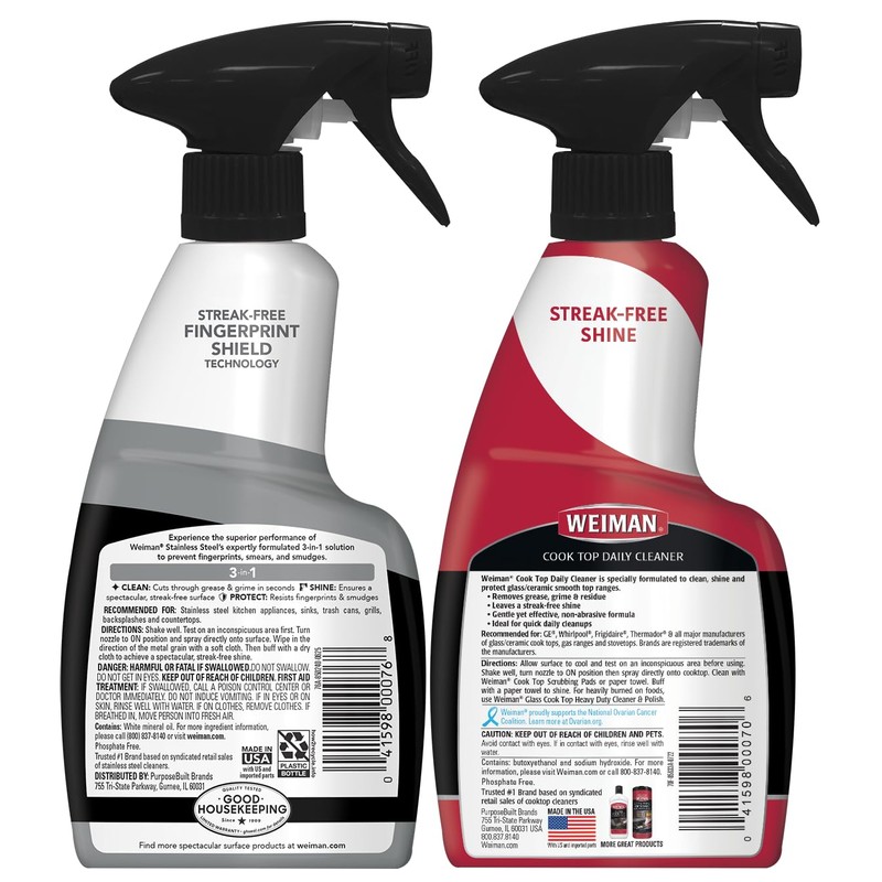 Weiman Stainless Steel Cleaner & Cooktop Daily Cleaner - 12