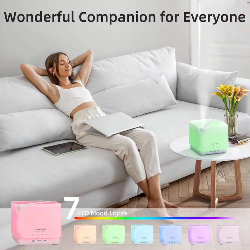 ASAKUKI Essential Oil Diffuser, Multifunctional Ultrasonic Aromatherapy Fragrant Oil Vaporizer