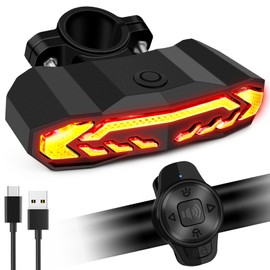 NineLeaf Luz trasera inteligente con alarma de bicicleta con intermitentes y luz de freno automática, bocina de bicicleta impermeable IP65 con control remoto, luz trasera recargable por USB, luz trasera ultra brillante para conducción nocturna