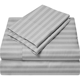 California Queen Sheets Set - 800 Thread Count Egyptian Cotton 4Pcs Bed Sheets 60 x 84 RV, Hotel Quality Cotton Sheets for RV Mattress, Camper Sheets 12" Deep Pocket, Silver Stripe