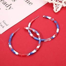 PHALIN Acrylic Hoop Earrings Tortoiseshell Acrylic Earrings Geometric Resin Earring Studs for Women (Red Blue White)
