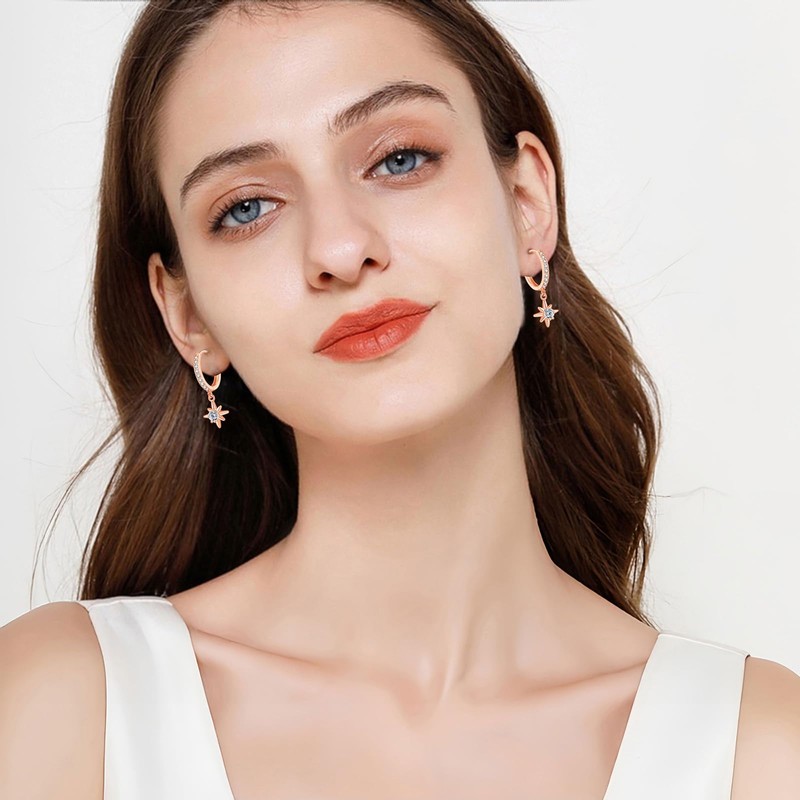 Loutade Silver Drop Hoop Earrings for Women, 925 Sterling Silver