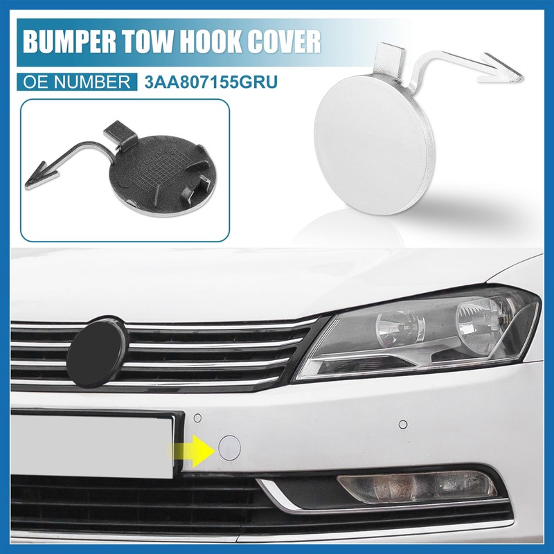 A ABSOPRO Bumper Tow Hook Eye Cover 3AA807155GRU Silver Tone