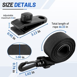 24 Pcs Pool Solar Cover Reel Attachment Kit, Inground Swimming Pool Solar Cover Straps and Clips, Including 8 Straps, 8 Clips, and 8 Touch Fastener