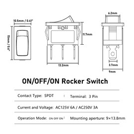 SCOOYUCK Pack of 5 Rocker Switches, SPDT 13.5 mm x 30 mm 3-Pin On/Off/On 12 V 24 V 125 V 250 V Toggle Switch for Car Boat Household Appliances