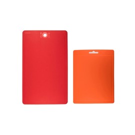 Lagomian Silicone Cutting Board, Non Slip Chopping Board, Dishwasher Safe, Easy Grip Handle, BPA FREE, Flexible Chopping Mat, Made in Korea, 1x Medium(Orange) + 1x Large (Red)