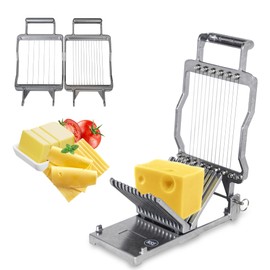 Hakka Cheese Slicer Commercial Block Cheese Cutter with 3/8" & 3/4" Blades, Stainless Steel Butter Cutter for Home & Restaurant Kitchen