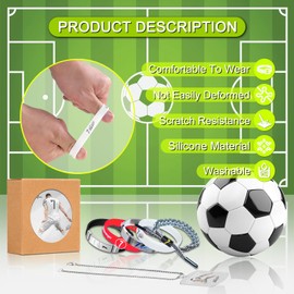 EGSNIX 6Pcs C.R Number.7 Soccer Sports Bracelets Necklaces Set, No.7 Titanium Steel Adjustable Silicone Wristband, No.7 Soccer Star Necklace, Number.7 Soccer Star Signature Storage Box with Card